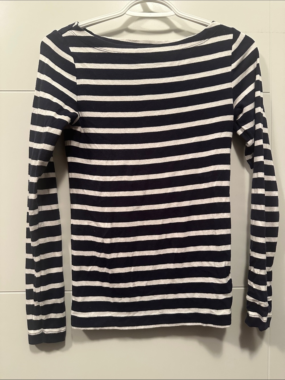 Striped Navy and White womens Long-Sleeve T
